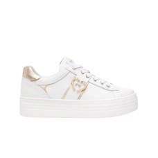 NERO GIARDINI SNEAKERS IN PELLE CON DETTAGLIO LOGO IN METALLO ORO 