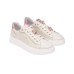 NERO GIARDINI SNEAKERS IN PELLE AVORIO CON DETTAGLIO CHARM ROSA