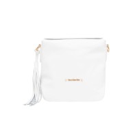 NERO GIARDINI BORSA IN PELLE BIANCA CON TRACOLLA IN TESSUTO 