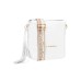 NERO GIARDINI BORSA IN PELLE BIANCA CON TRACOLLA IN TESSUTO 