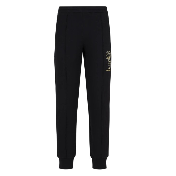 EMPORIO ARMANI TROUSER BLACK CON RICAMO DRAGO GOLD