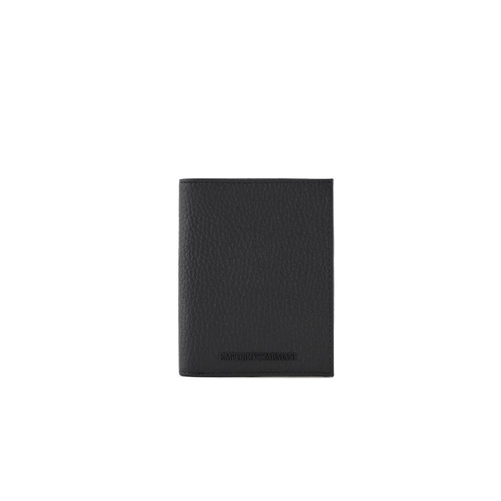 EMPORIO ARMANI PORTACARTE BLACK IN PELLE BOTTALATA