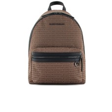 EMPORIO ARMANI ZAINO IN TESSUTO JACQUARD LETTERING ALL OVER BROWN