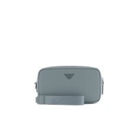 EMPORIO ARMANI BEAUTY CASE POLVERE IN PELLE RIGENERATA SAFFIANO CON LACCIO DA POLSO E PLACCHETTA AQUILA ASV