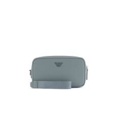 EMPORIO ARMANI BEAUTY CASE POLVERE IN PELLE RIGENERATA SAFFIANO CON LACCIO DA POLSO E PLACCHETTA AQUILA ASV