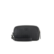 EMPORIO ARMANI BEAUTY IN LEATHER BLACK EMBOSSED EAGL ALL OVER CON LACCIO DA POLSO