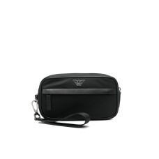 EMPORIO ARMANI BEAUTY CASE IN NYLON BLACK CON LACCIO DA POLSO E LOGO EAGLE IN METALLO 