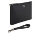 EMPORIO ARMANI POCHETTE IN NYLON RICICLATO ASV BLACK CON LACCIO DA POLSO E LOGO EAGLE IN METALLO 
