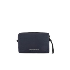 EMPORIO ARMANI POCHETTE IN NYLON JACQUARD LOGO LETTERING ALL OVER BLU