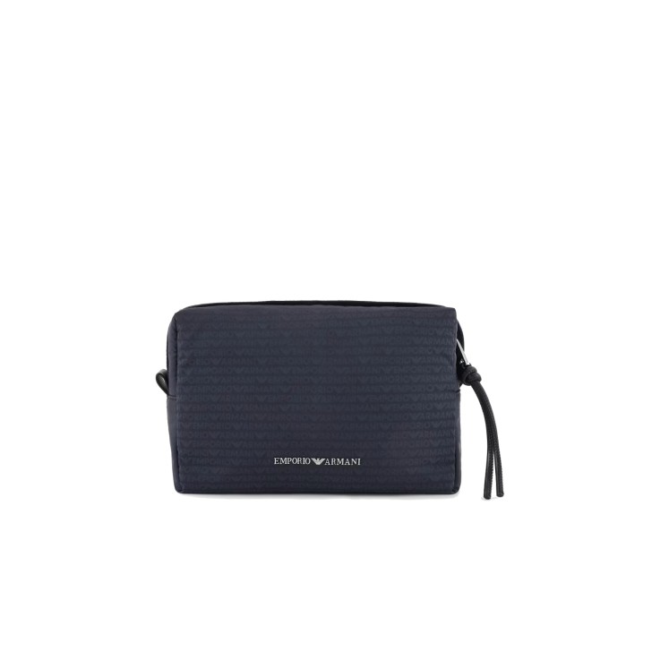 EMPORIO ARMANI POCHETTE IN NYLON JACQUARD LOGO LETTERING ALL OVER BLU