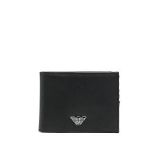EMPORIO ARMANI PORTAFOGLIO BLACK IN PELLE RIGENERATA PLACCHETTA AQUILA ASV