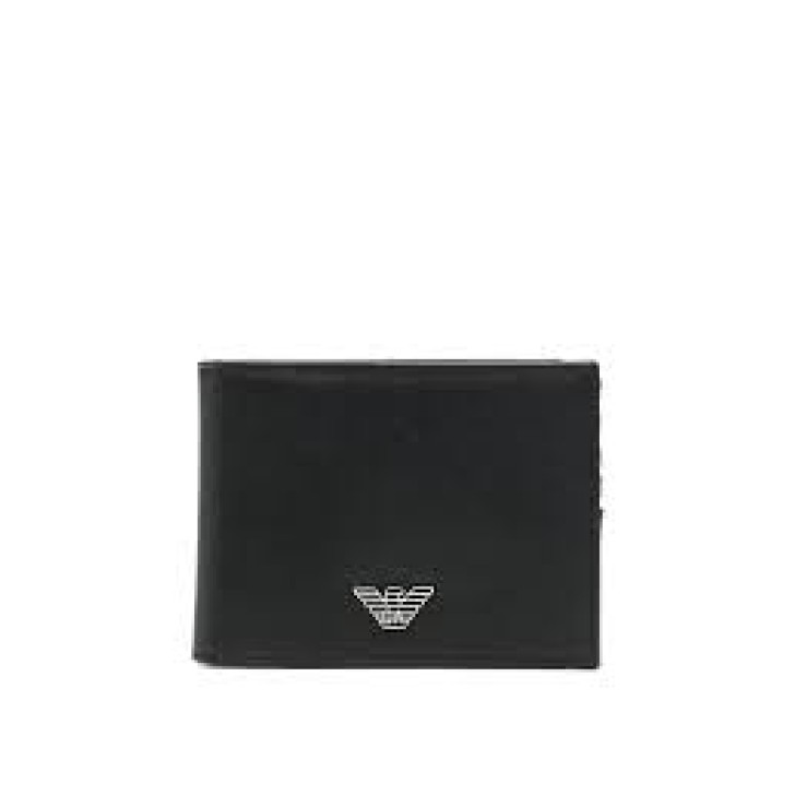 EMPORIO ARMANI PORTAFOGLIO BLACK IN PELLE RIGENERATA PLACCHETTA AQUILA ASV