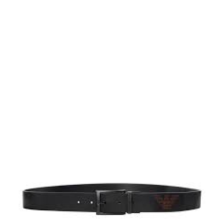 EMPORIO ARMANI TONGUE BELT BLACK/ORANGE LOGO REVERSIBLE BLACK