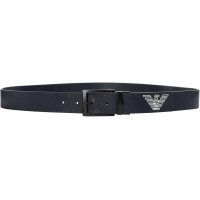 EMPORIO ARMANI TONGUE BELT NAVY WHITE LOGO REVERSIBLE BLU 