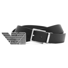 EMPORIO ARMANI BELT SET BLACK WITH DOUBLE BUCKLE