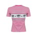 Chiara Ferragni T-shirt a manica corta Bianca a righe Fucsia con LOGOMANIA