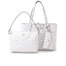 Guess Borsa a spalla Bianca con stampa logo All over reversibile e maxi pochette interna estraibile con manico e chiusura con zip