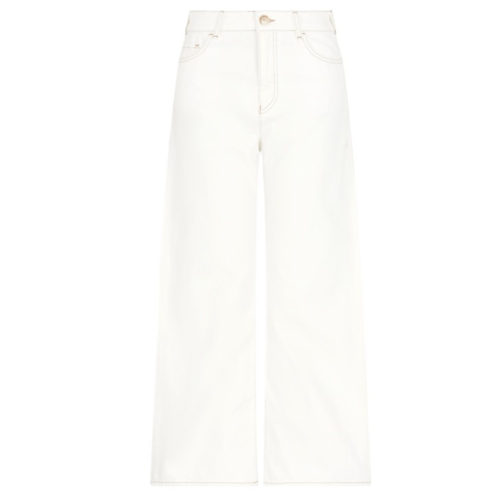 EMPORIO ARMANI JEANS J33 CINQUE TASCHE CREM VITA MEDIA E GAMBA AMPIA CROPPED IN BULL TINTO CAPO