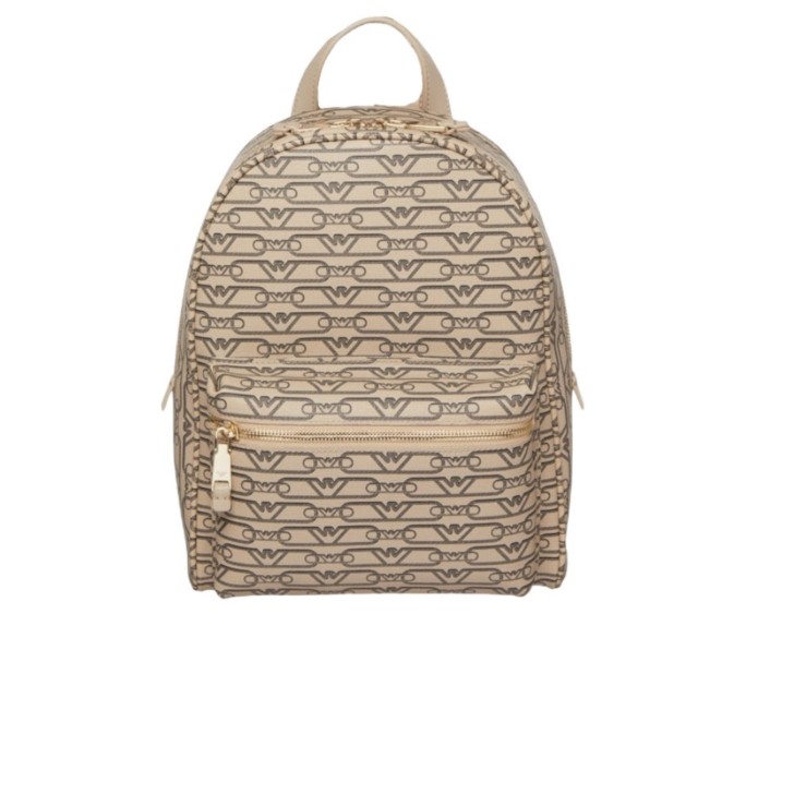 EMPORIO ARMANI ZAINO ECRU CON STAMPA MONOGRAM LOGO EAGLE ALL OVER