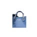 EMPORIO ARMANI MINI BORSA A MANO MYEA BAG BLU STAMPA CERVO CON TRACOLLA IN NASTRO CON LOGO LETTERING ALL OVER REGOLABILE ESTRAIBILE	