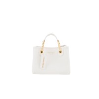 EMPORIO ARMANI MINI BORSA A MANO MYEA BAG WHITE STAMPA CERVO CON TRACOLLA IN NASTRO CON LOGO LETTERING ALL OVER REGOLABILE ESTRAIBILE
