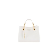 EMPORIO ARMANI MINI BORSA A MANO MYEA BAG WHITE STAMPA CERVO CON TRACOLLA IN NASTRO CON LOGO LETTERING ALL OVER REGOLABILE ESTRAIBILE