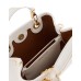 EMPORIO ARMANI MINI BORSA A MANO MYEA BAG WHITE STAMPA CERVO CON TRACOLLA IN NASTRO CON LOGO LETTERING ALL OVER REGOLABILE ESTRAIBILE