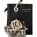EMPORIO ARMANI MINI BORSA A MANO MYEA BAG BLACK STAMPA CERVO CON TRACOLLA IN NASTRO CON LOGO LETTERING ALL OVER REGOLABILE ESTRAIBILE	