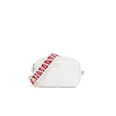 EMPORIO ARMANI MINI BAG WHITE CON TRACOLLA IN NASTRO CON LOGO LETTERING ALL OVER REGOLABILE ESTRAIBILE