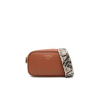 EMPORIO ARMANI MINI BAG CUOIO CON TRACOLLA IN NASTRO CON LOGO LETTERING ALL OVER REGOLABILE ESTRAIBILE