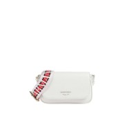 EMPORIO ARMANI MINI BAG WHITE CON TRACOLLA IN NASTRO CON LOGO LETTERING ALL OVER REGOLABILE ESTRAIBILE	