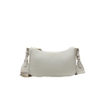EMPORIO ARMANI MINI BAG BAGUETTE BEIGE CON TRACOLLA IN NASTRO BEIGE CON LOGO LETTERING ALL OVER REGOLABILE ESTRAIBILE	