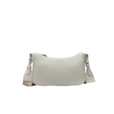 EMPORIO ARMANI MINI BAG BAGUETTE BEIGE CON TRACOLLA IN NASTRO BEIGE CON LOGO LETTERING ALL OVER REGOLABILE ESTRAIBILE	