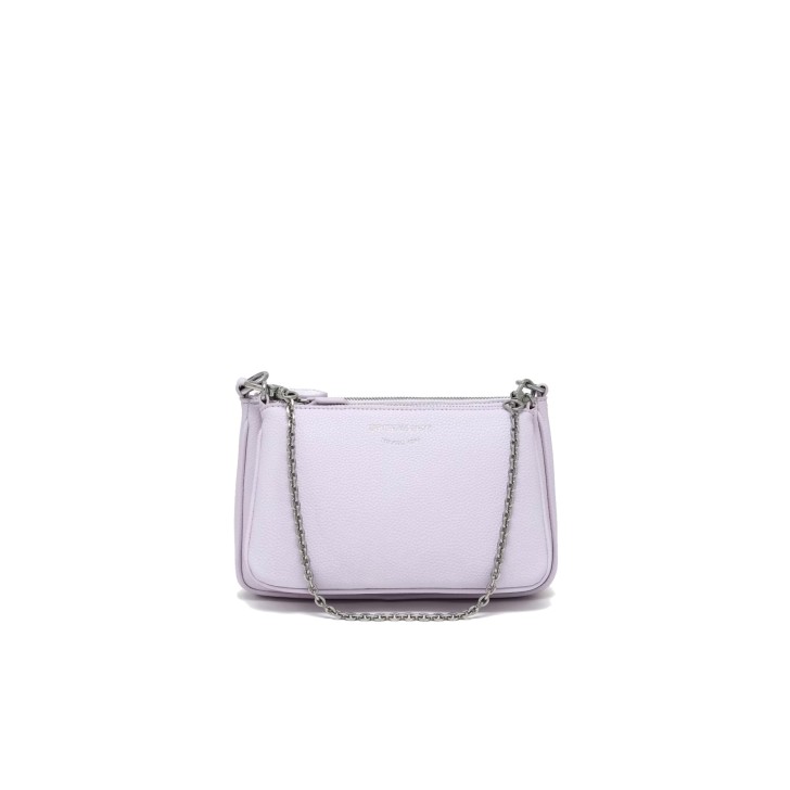 EMPORIO ARMANI MINI BAG DOPPIA PINK CON TRACOLLA IN NASTRO CON LOGO LETTERING ALL OVER REGOLABILE ESTRAIBILE