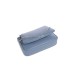 EMPORIO ARMANI MINI BAG DOPPIA BLU CON TRACOLLA IN NASTRO CON LOGO LETTERING ALL OVER REGOLABILE ESTRAIBILE	