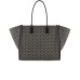 EMPORIO ARMANI MAXI SHOPPING BAG A SPALLA BLACK CON STAMPA MONOGRAM LOGO EAGLE ECRU ALL OVER