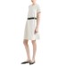 EMPORIO ARMANI ABITO A MANICA CORTA WHITE IN JERSEY OTTOMAN CON SCOLLO A BARCA E CINTURA BLACK CON LOGO EAGLE	