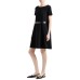 EMPORIO ARMANI ABITO A MANICA CORTA BLACK IN JERSEY OTTOMAN CON SCOLLO A BARCA E CINTURA CON LOGO EAGLE