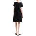 EMPORIO ARMANI ABITO A MANICA CORTA BLACK IN JERSEY OTTOMAN CON SCOLLO A BARCA E CINTURA CON LOGO EAGLE
