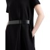 EMPORIO ARMANI ABITO A MANICA CORTA BLACK IN JERSEY OTTOMAN CON SCOLLO A BARCA E CINTURA CON LOGO EAGLE