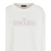 EMPORIO ARMANI FELPA WHITE CON MAXI LOGO PINK IN FRENCH TERRY DI PURO COTONE