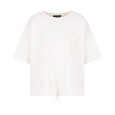 EMPORIO ARMANI T-SHIRT WHITE IN JERSEY DI COTONE SUPIMA CON TASCA A TOPPA LOGATA ASV CON LOGO AQUILA IN STRASS