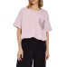 EMPORIO ARMANI T-SHIRT PINK IN JERSEY DI COTONE SUPIMA CON TASCA A TOPPA LOGATA ASV CON LOGO AQUILA IN STRASS	