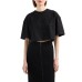 EMPORIO ARMANI T-SHIRT CROPPED A MANICA CORTA IN JERSEY STRETCH BLACK CON MAXI AQUILA IN STRASS 