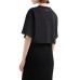 EMPORIO ARMANI T-SHIRT CROPPED A MANICA CORTA IN JERSEY STRETCH BLACK CON MAXI AQUILA IN STRASS 