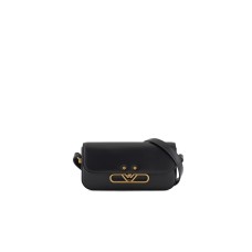 EMPORIO ARMANI MINI BAG A TRACOLLA IN LEATHER LISCIA BLACK CON LOGO AQUILA IN METALLO