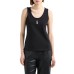 EMPORIO ARMANI TOP IN JERSEY DI COTONE STRETCH BLACK CON LOGO EA WHITE GOMMATO