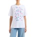 EMPORIO ARMANI T-SHIRT A MANICA CORTA WHITE IN JERSEY DI COTONE CON STAMPA AQUILE MULTICOLOR 