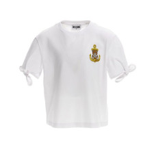 Moschino T-shirt bianca a manica corta con patch Teddy Bear