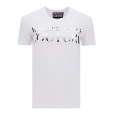 Versace Jeans Couture T-shirt Bianca da Uomo con logo argentato nella parte anteriore